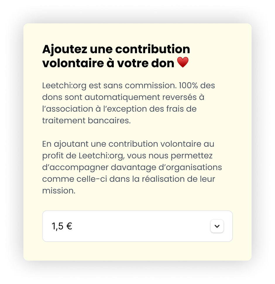 Capture écran de la contribution volontaire Leetchi:org