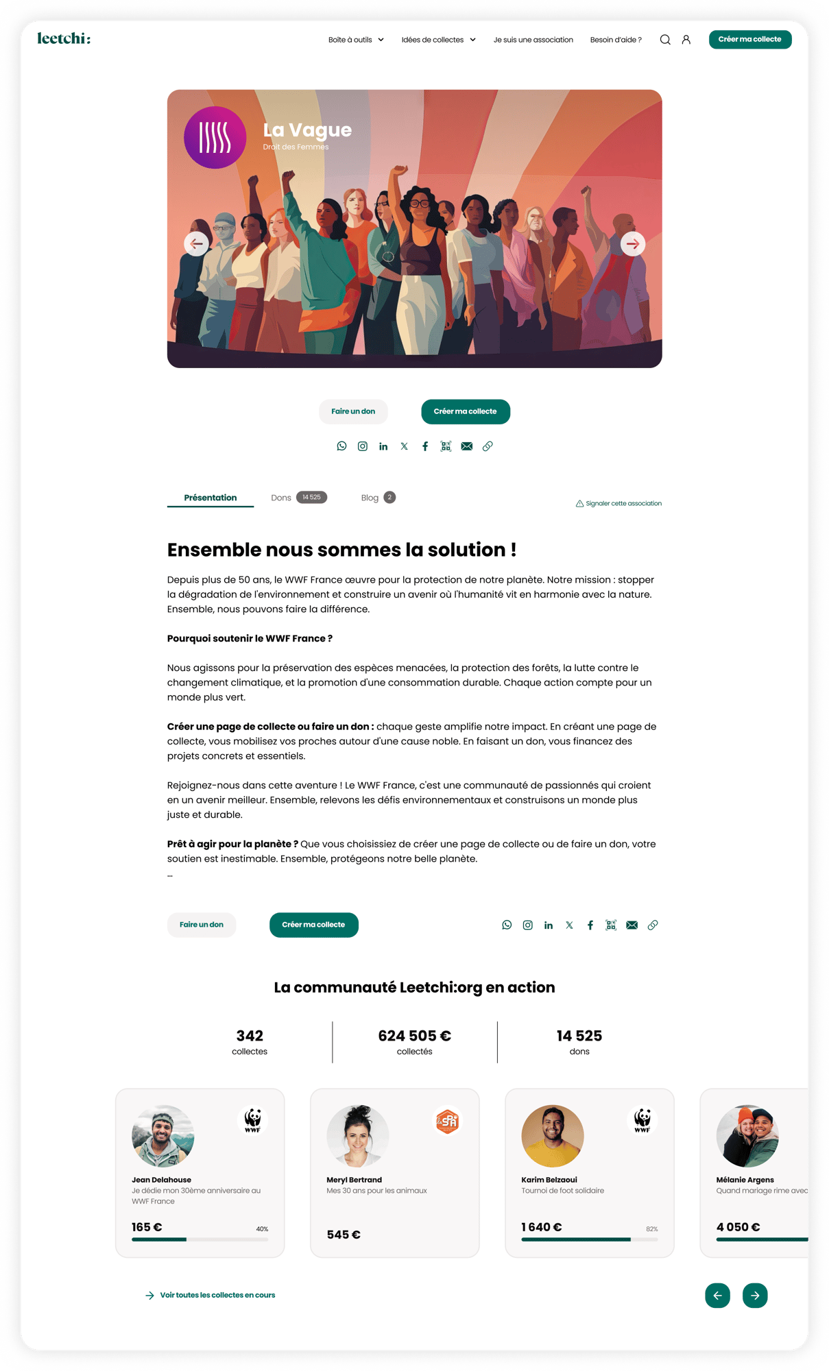 Leetchi ORG - Exemple page Asso - la Vague