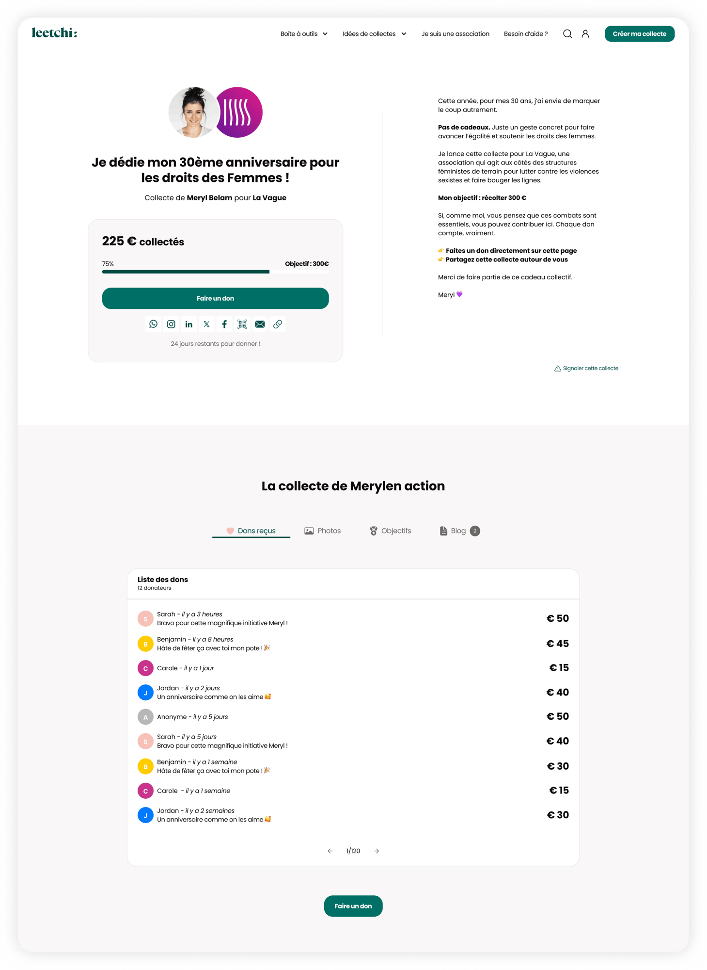 Leetchi ORG - Exemple page collecte - la Vague