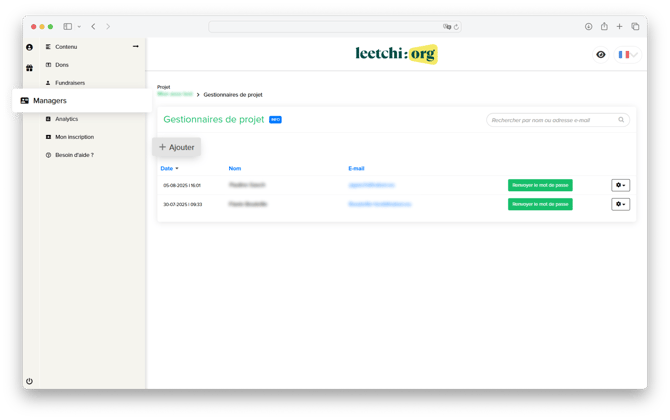 Leetchi-org - Ajouter compte
