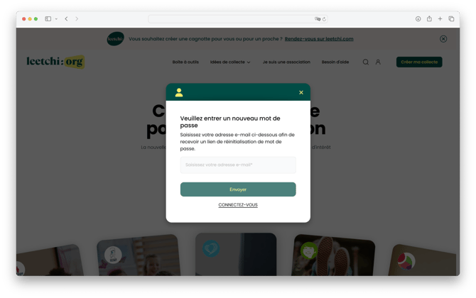 Leetchi-org - Nouveau mot de passe email