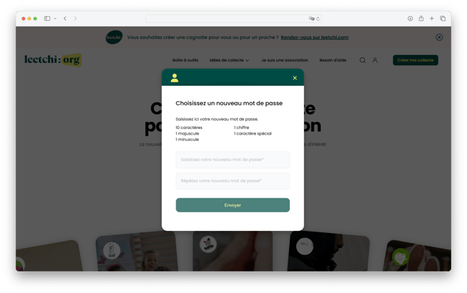 Leetchi-org - Nouveau mot de passe