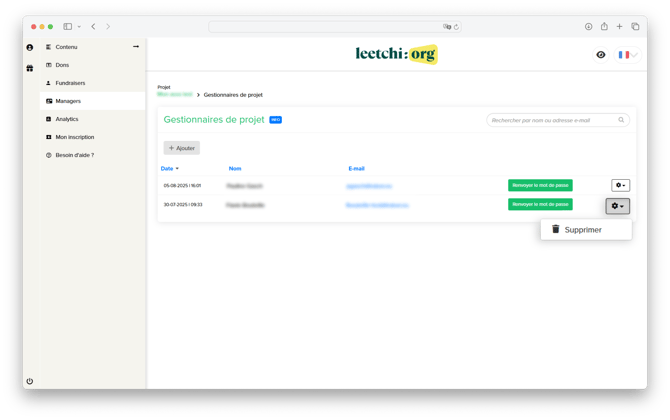 Leetchi-org - Supprimer compte