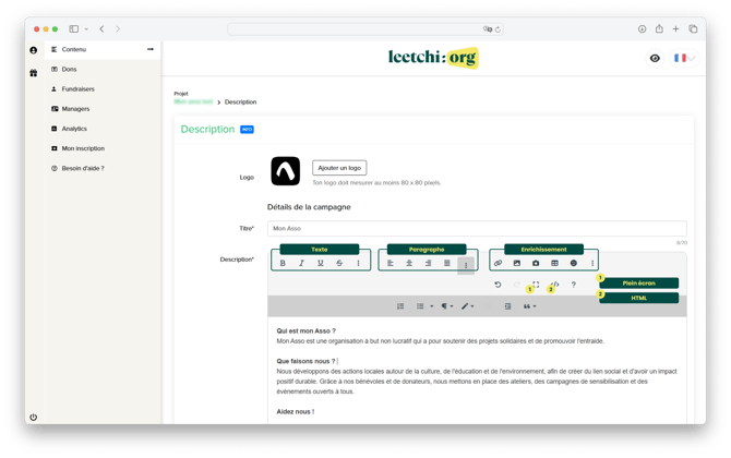 Leetchi-org - mise en forme