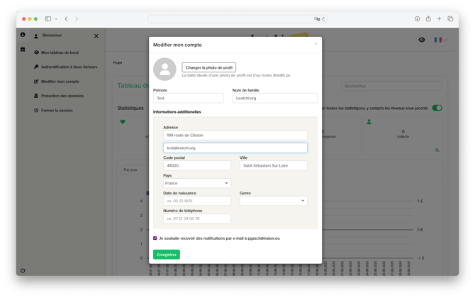 Leetchi-org - modifier mon compte
